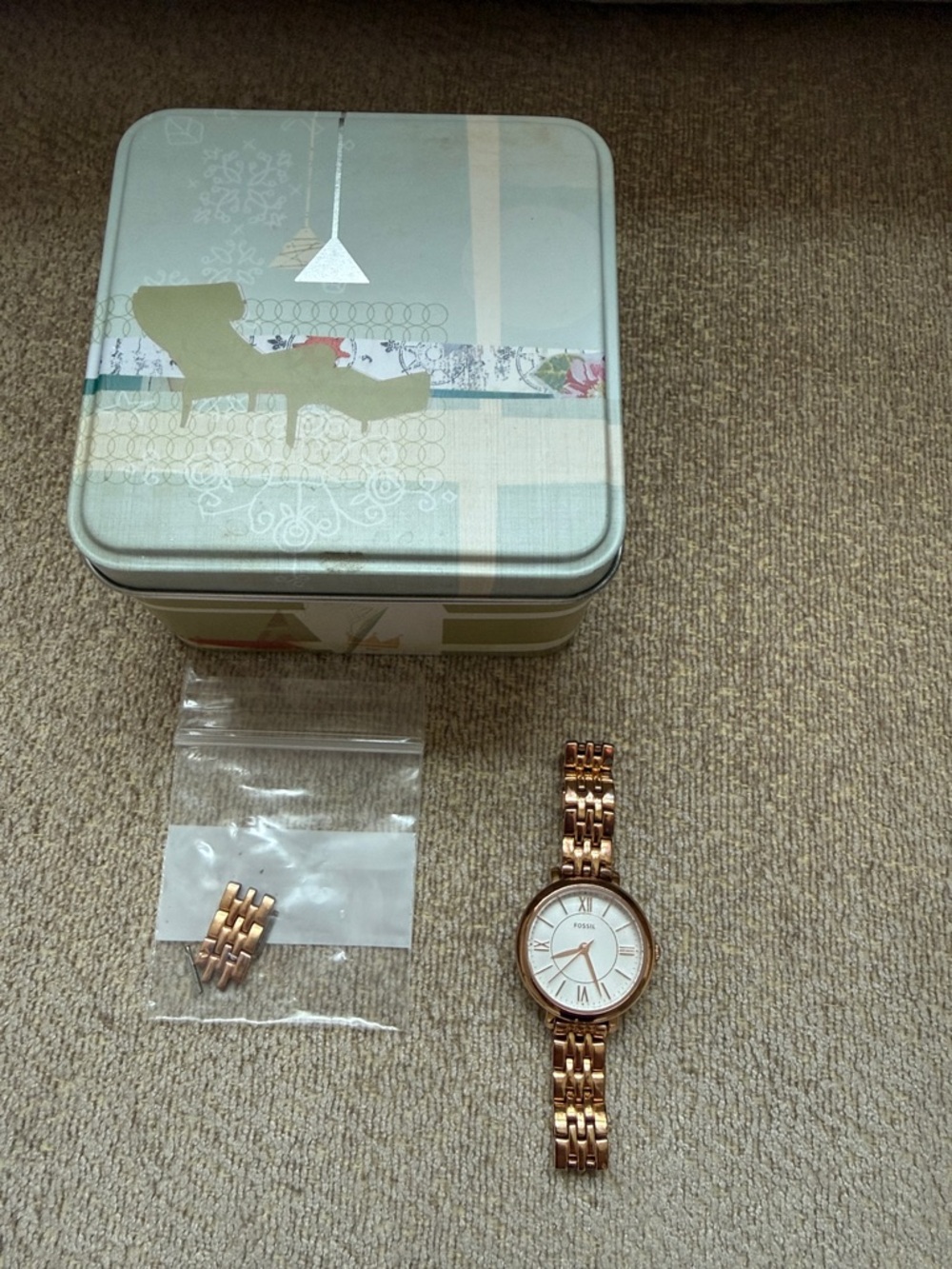 Fossil Rose Gold Women's Bracelet Watch with White Dial